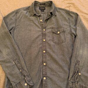 Lucky Brand Denim Button Down Shirt California Slim Fit Medium Wash LS Sz S